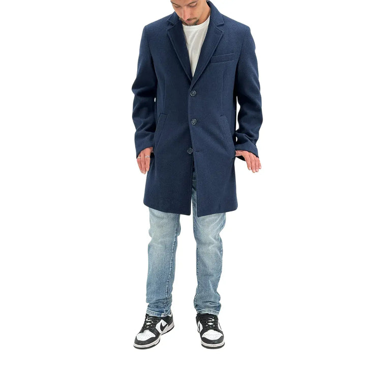 BL.11 Block Eleven, Cappotto, Monopetto, Uomo,  Misto Lana, Blu