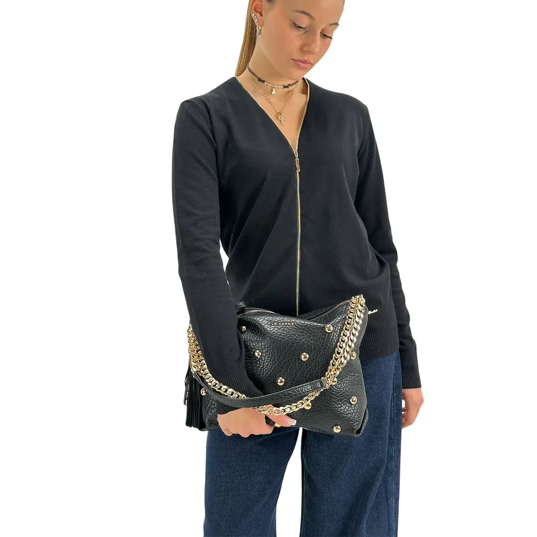 Koralline, Maglia, Donna, Tessuto Misto, Nero