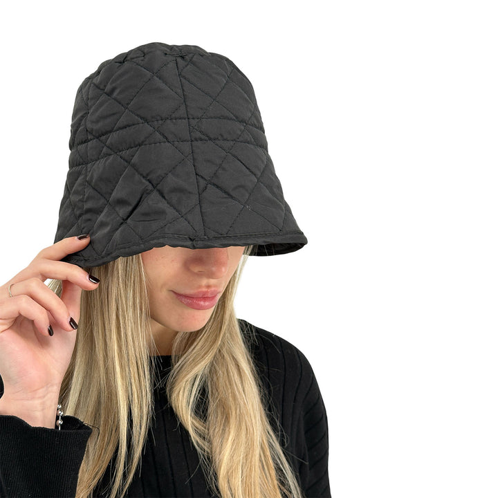 Bassini Cappello Donna, Modello Pescatore, Trapuntato, Nero