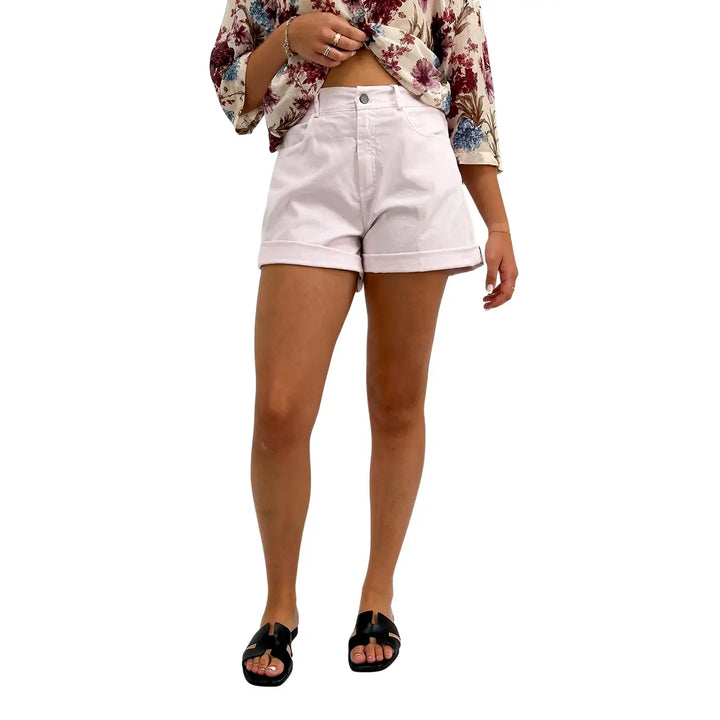 Motel Shorts Donna Rosa in Cotone Elasticizzato con Vestibilità Casual