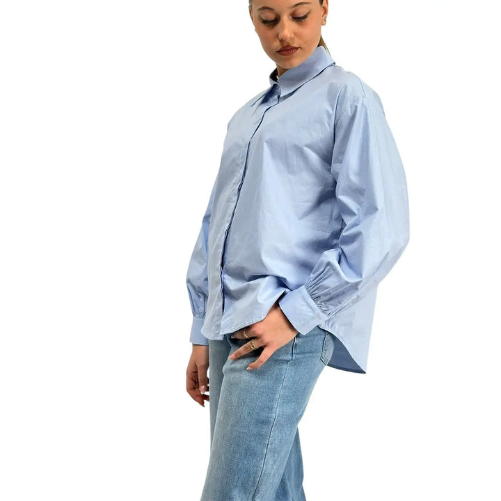 Bassini, Camicia, Donna, Cotone, Azzurro