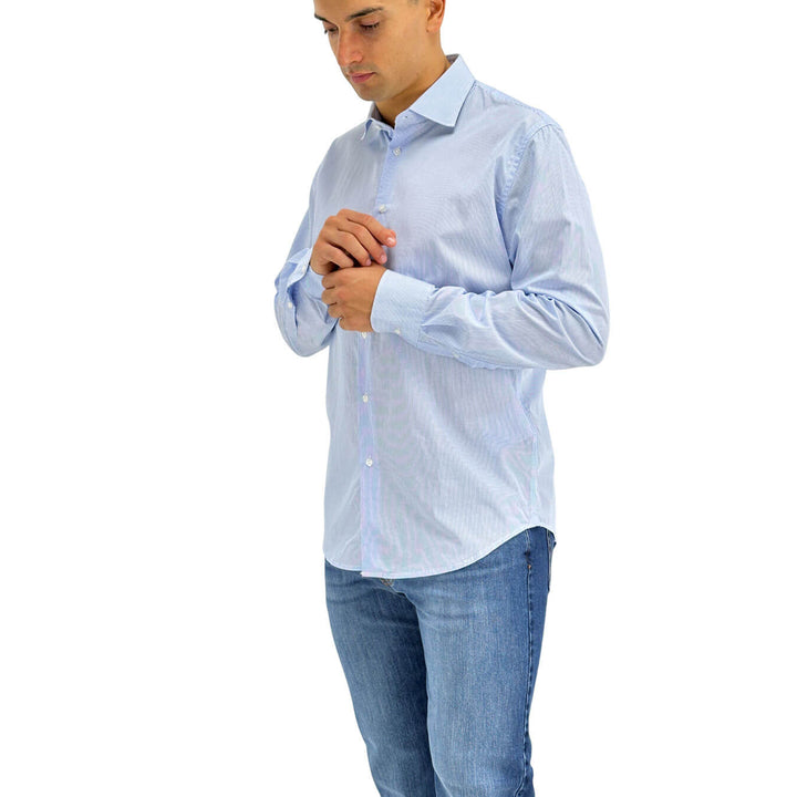 BL.11, Camicia, Uomo, Cotone, Azzurro