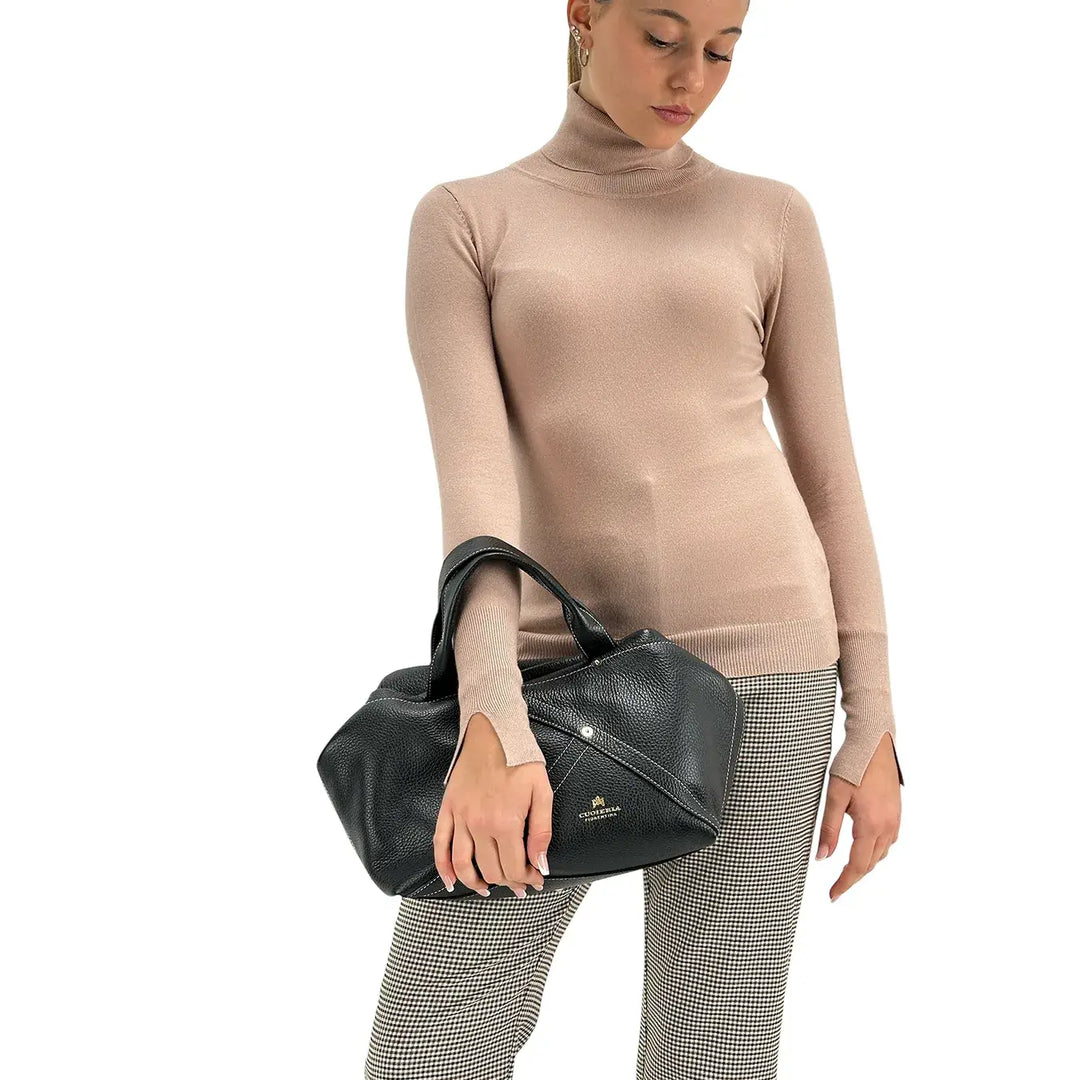 Koralline, Maglia Lupetto, Donna, Tessuto Misto, Sabbia