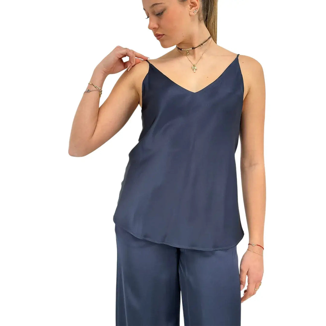 Ottod'Ame, Top, Donna, Tessuto Misto, Blu Night