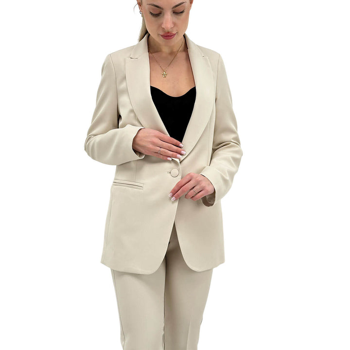 Kontatto Completo Donna, Giacca e Pantaloni, Slim Fit, Beige