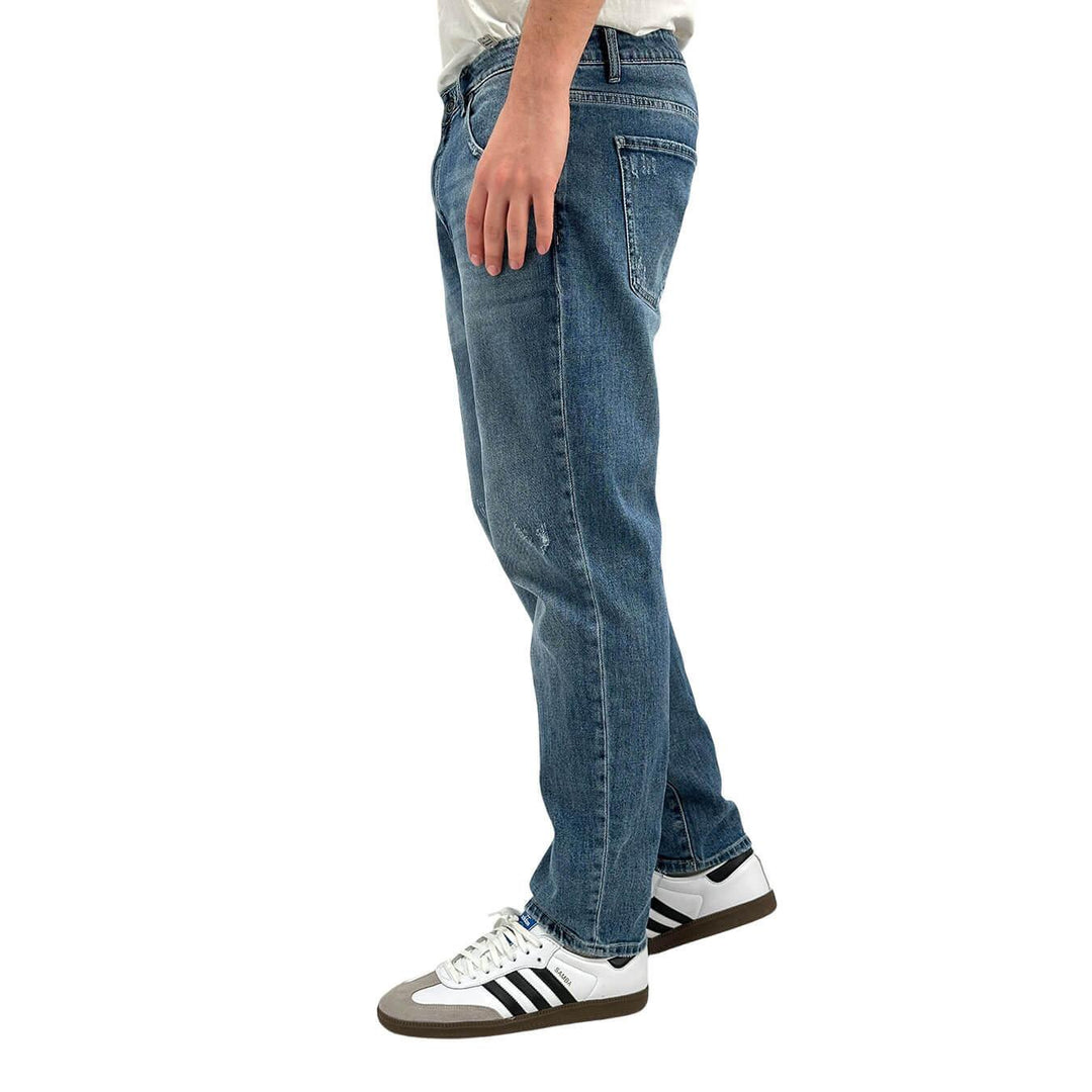 Pantaloni Uomo, Jeans, Denim, Chino, Cotone, Blu Notte