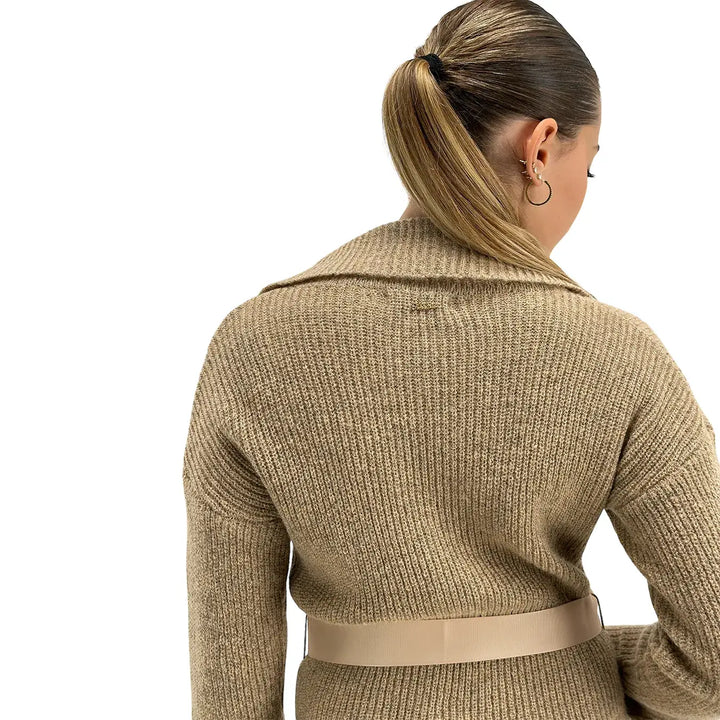 Koralline, Maglia con Cintura, Donna, Tessuto Misto, Sabbia