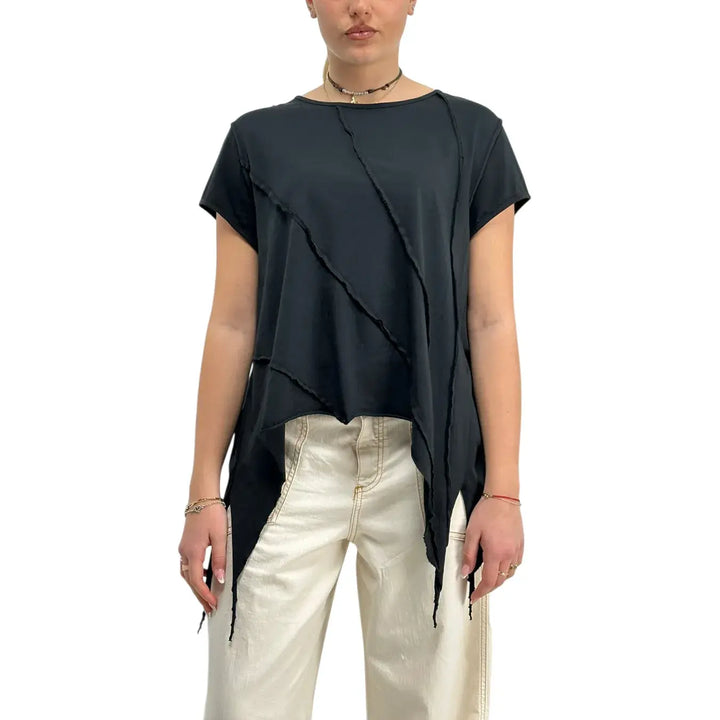 Bassini, T-Shirt Over, Donna, Cotone, Nero