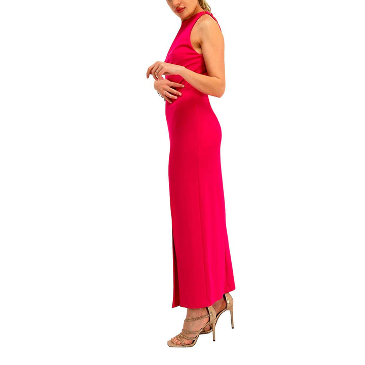 Imperial Abito Donna, Lungo, Spalle Scoperte, Effetto Satin, Spacco, Rosso - BassiniBoutique.it