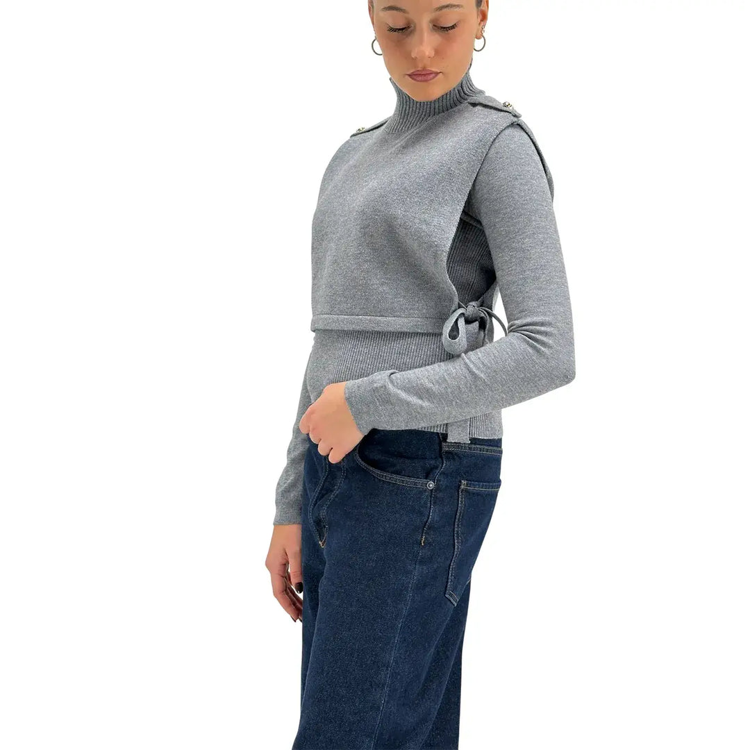 Koralline, Maglia Collo Alto, Donna, Tessuto Misto, Grigio