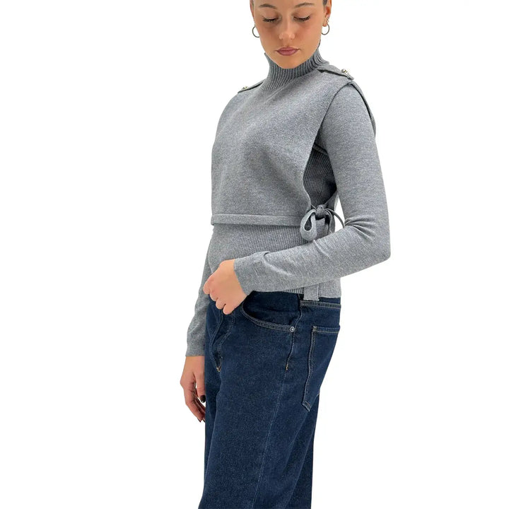 Koralline, Maglia Collo Alto, Donna, Tessuto Misto, Grigio