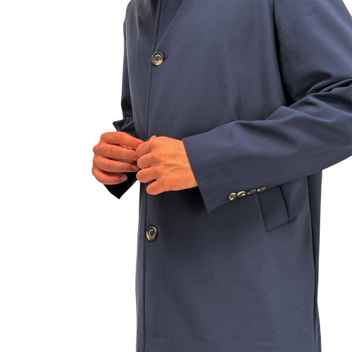 MarKup Men's Coat, Waterproof, Single Breasted, Nylon, Blue