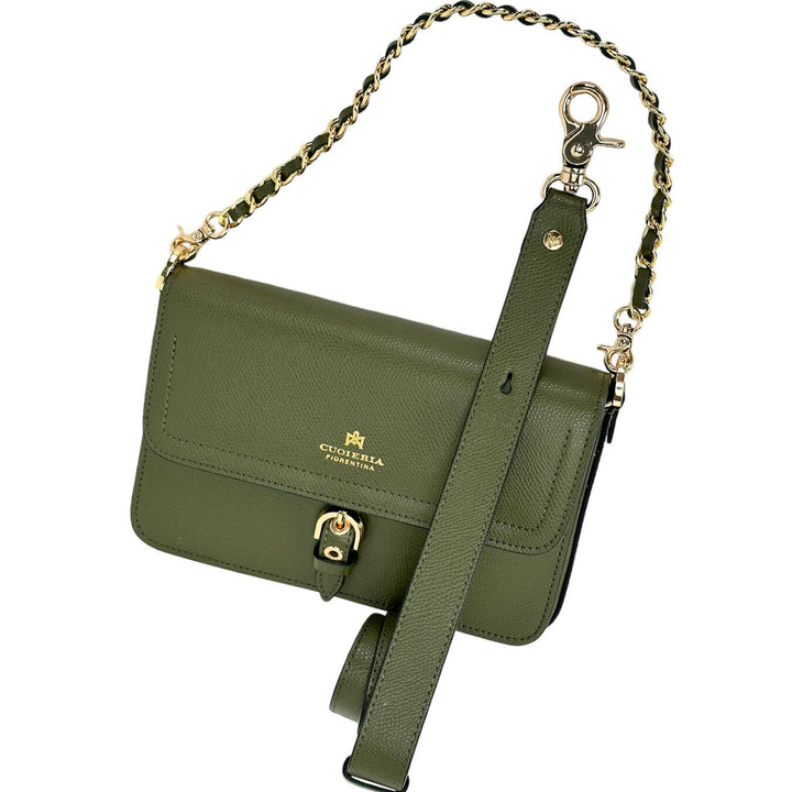 Cuoieria Fiorentina Eva Borsa Donna, Flap Bag, Tracolla, Pelle, Verde