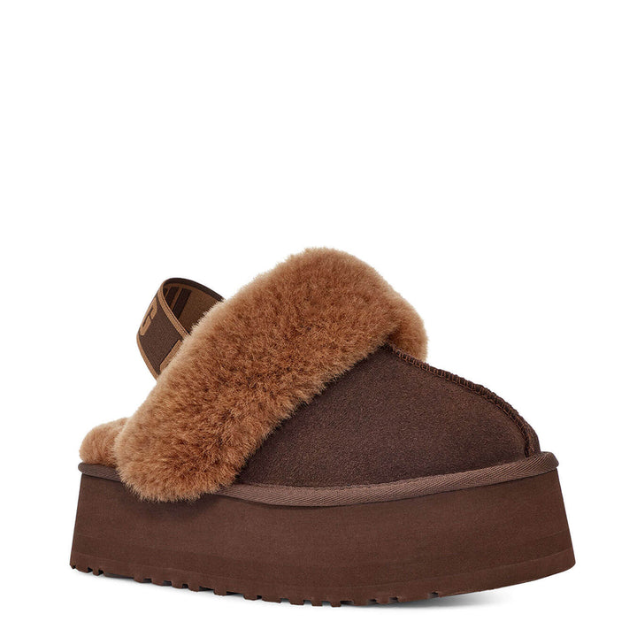 Ugg Funkette Scarpe Donna, Ciabatta con Elastico, Camoscio, Marrone