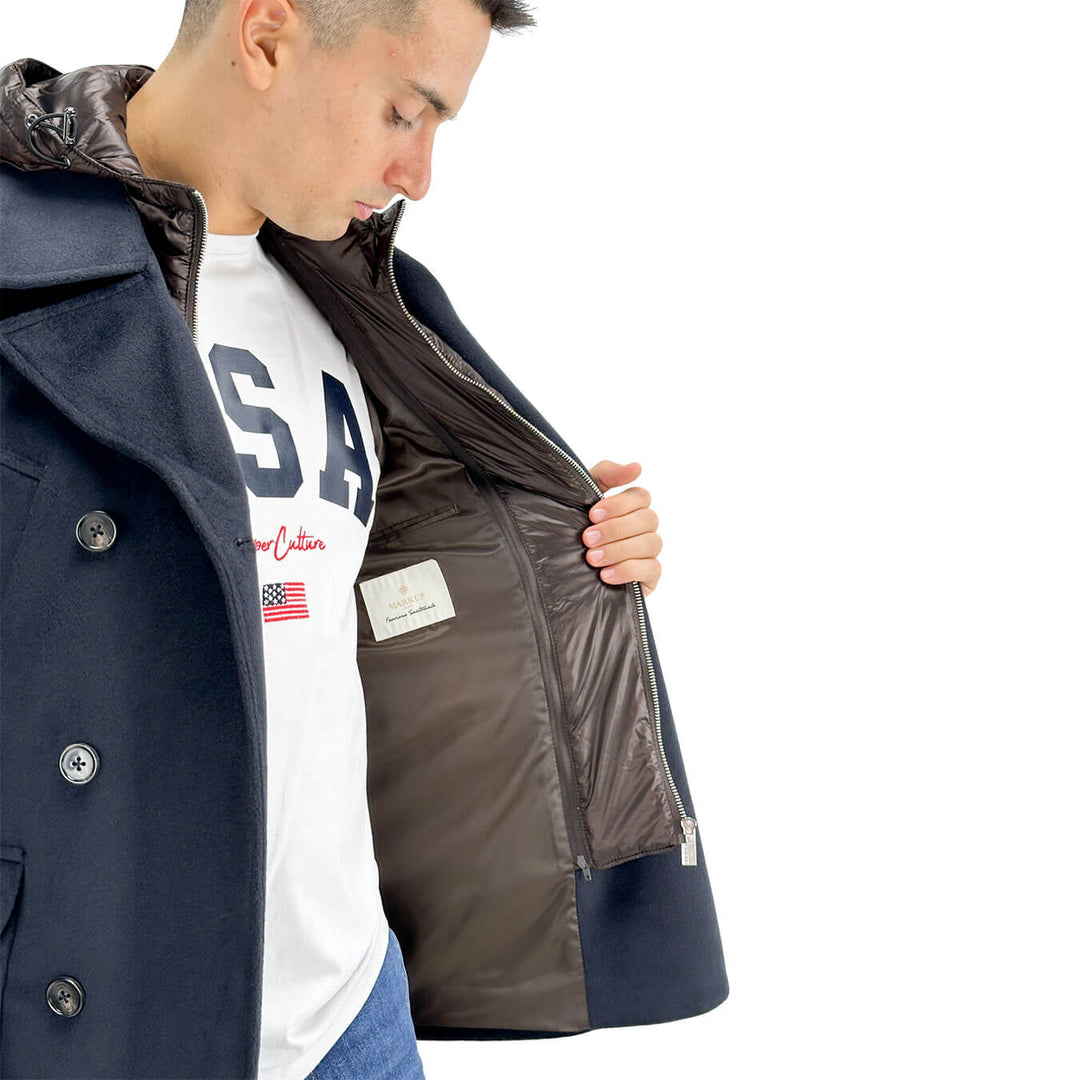 Markup, Caban Doppiopetto, Uomo, Poliestere, Blu