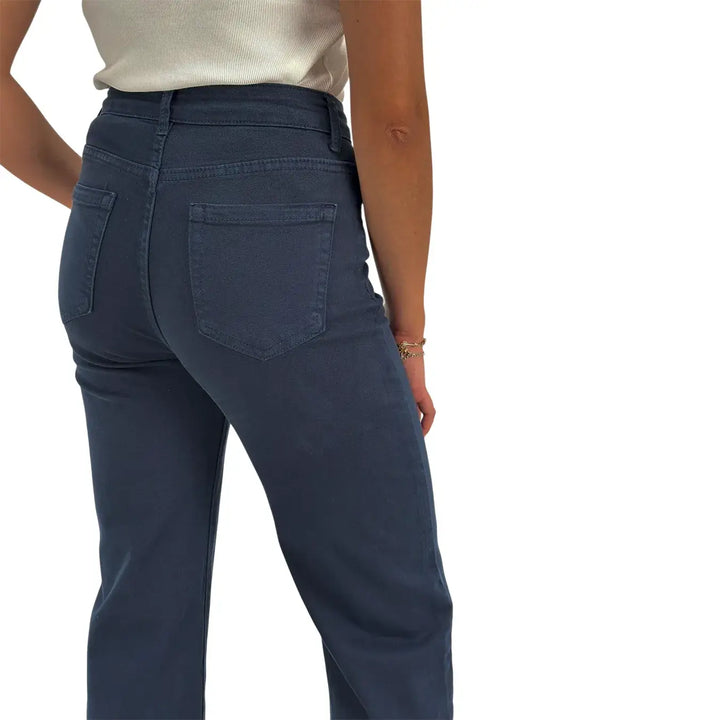 Bassini Jeans Donna Blu Scuro Oversize in Bull di Cotone Elasticizzato Morbido