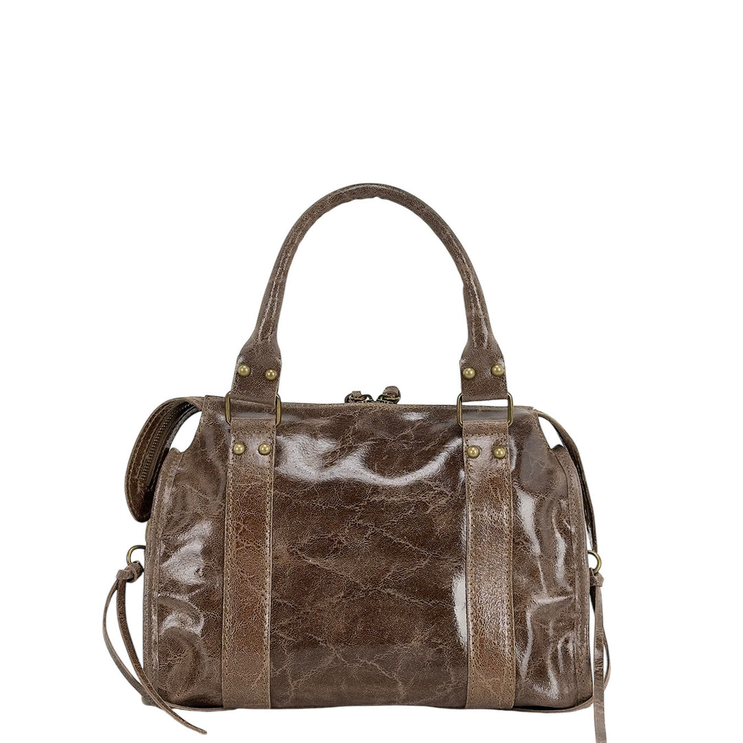 Bassini Borsa Donna, Modello Bugatti Medio, Tracolla, Pelle, Taupe