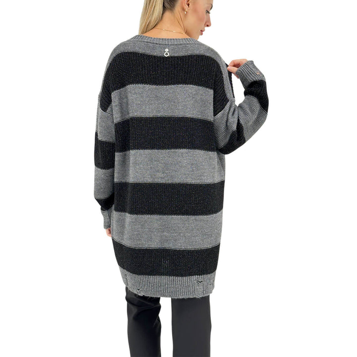 Relish, Maglia, Donna, Artemis, Maxi Righe, Viscosa, Nero Grigio