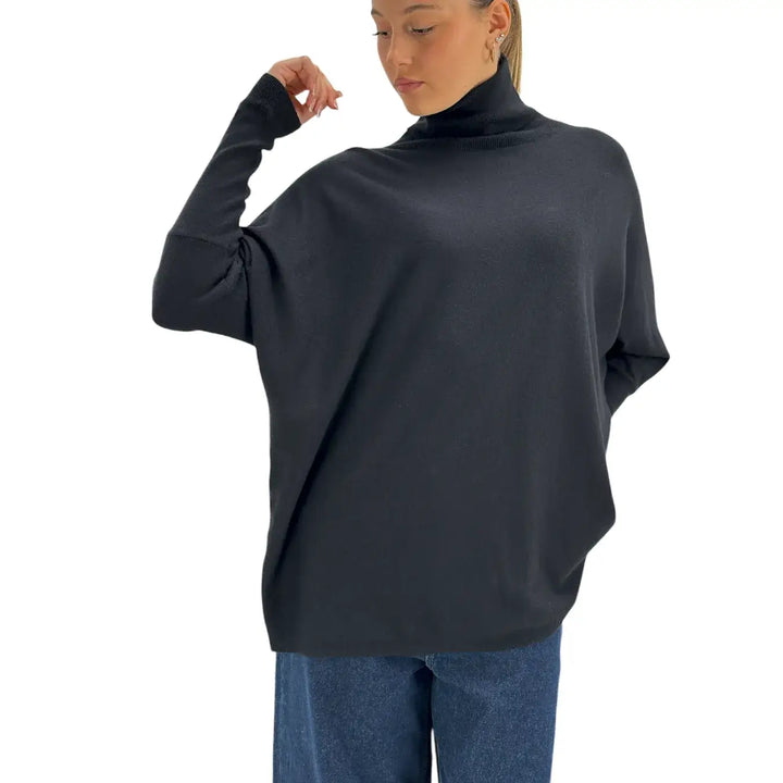 Koralline, Maglia Lupetto, Donna, Tessuto Misto, Nero