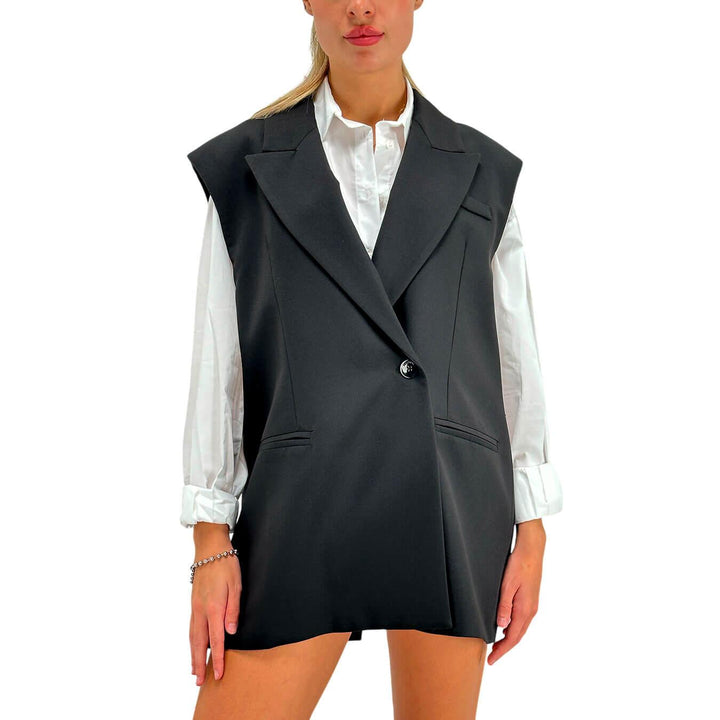 Imperial Gilet Donna, Monopetto, Smanicato, Tessuto Misto, Nero