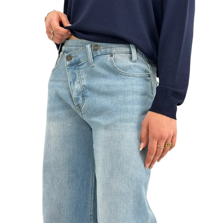 Bassini, Jeans, Donna, Palazzo, Cotone, Blu Medio