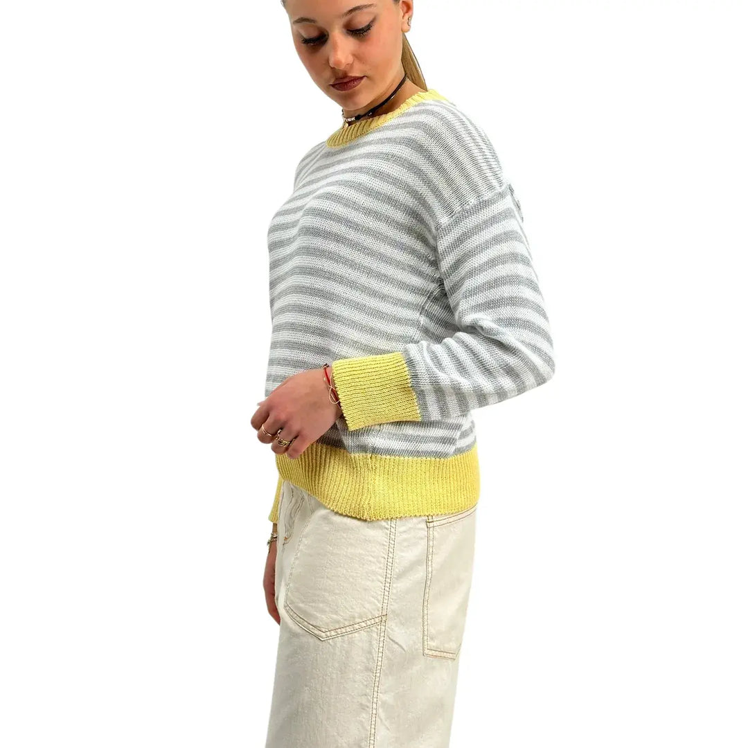 Bassini, Maglia a Righe, Donna, Cotone, Grigio e Bianco