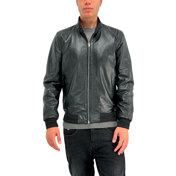 MarKup Giubbotto Uomo, Jacket Bomber, Vera Pelle, Regolare, Nero