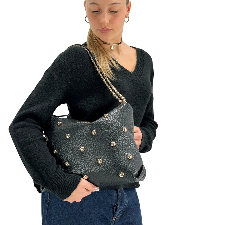 Koralline, Maglia Scollo V, Donna, Tessuto Misto, Nero