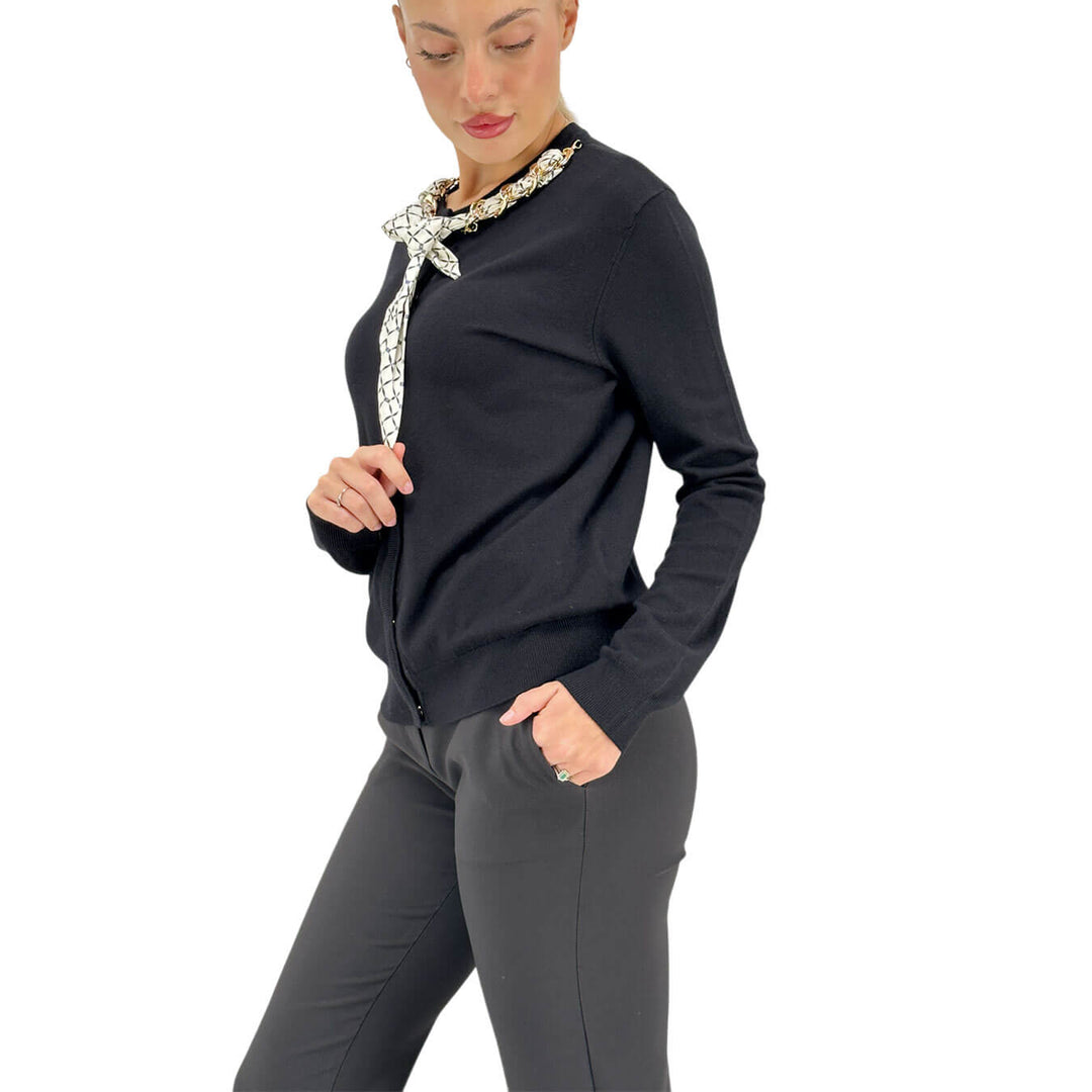 Relish, Cardigan, Donna, Bice, Foulard, Viscosa, Nero