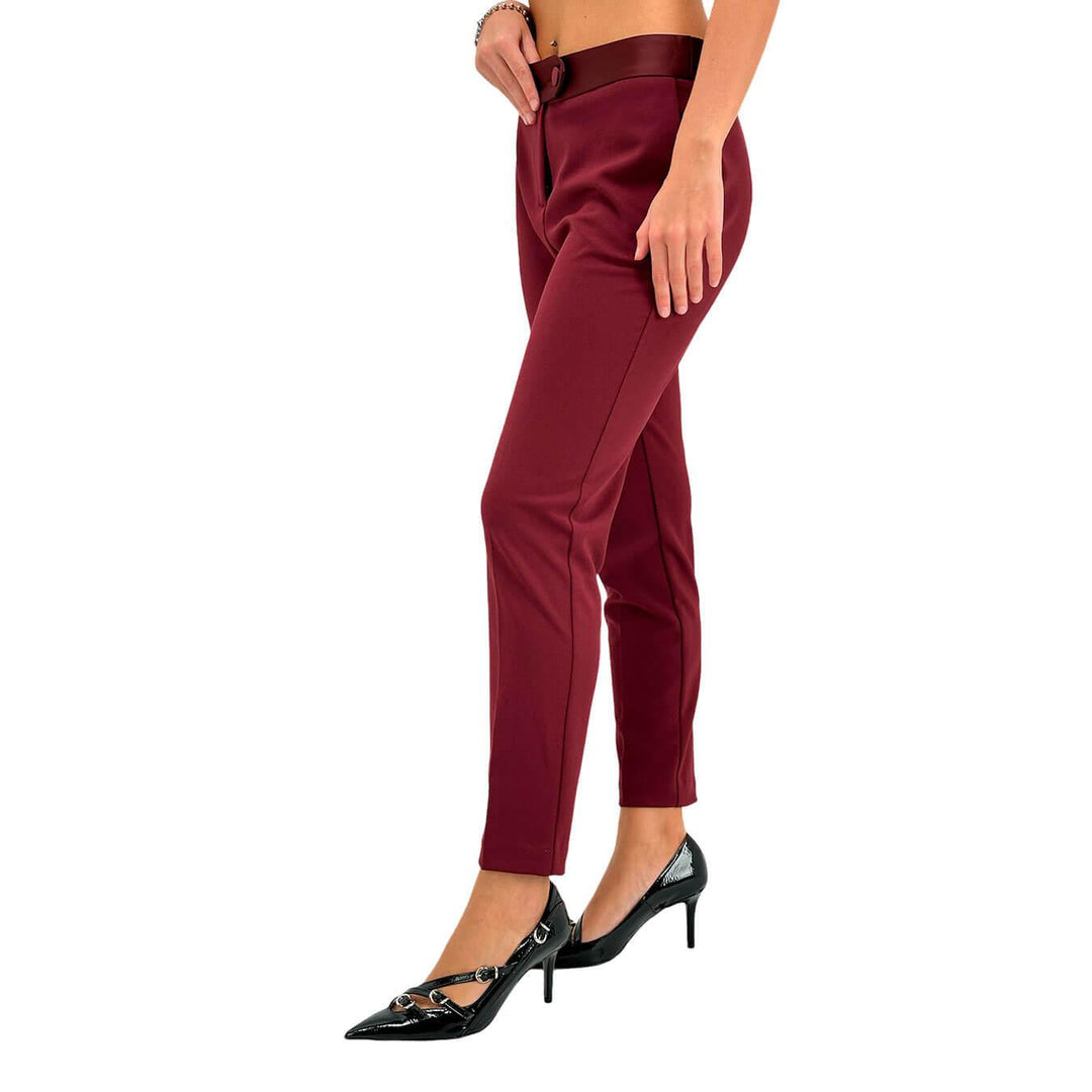 Imperial Pantaloni Donna, Modello alla Caviglia, Fascia Raso, Rosso