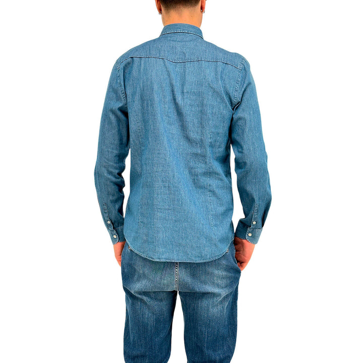 MarKup Camicia Down Uomo, Denim, Collo Classico, Bottoni, Blu