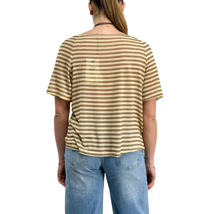 Bassini, Maglia a Righe, Donna, Giallo e Beige