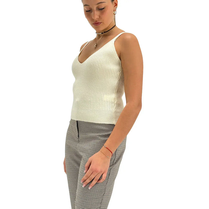 Koralline, Canotta, Donna, Tessuto Misto, Panna