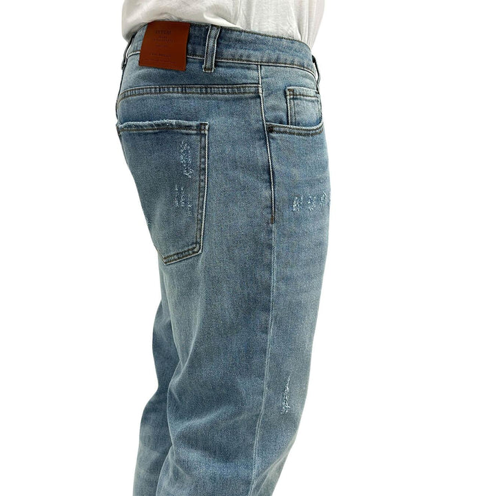 Pantaloni Uomo, Jeans, Denim, Chino, Cotone, Azzurro