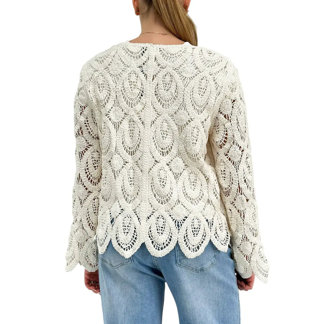 Bassini, Cardigan, Donna, Uncinetto, Ecrù