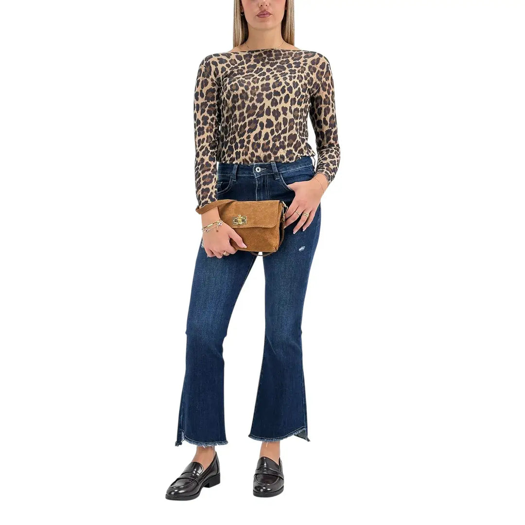 Bassini Maglia Cashmerina Donna Maculata Ultralight con Scollo a Barca e Maniche Lunghe