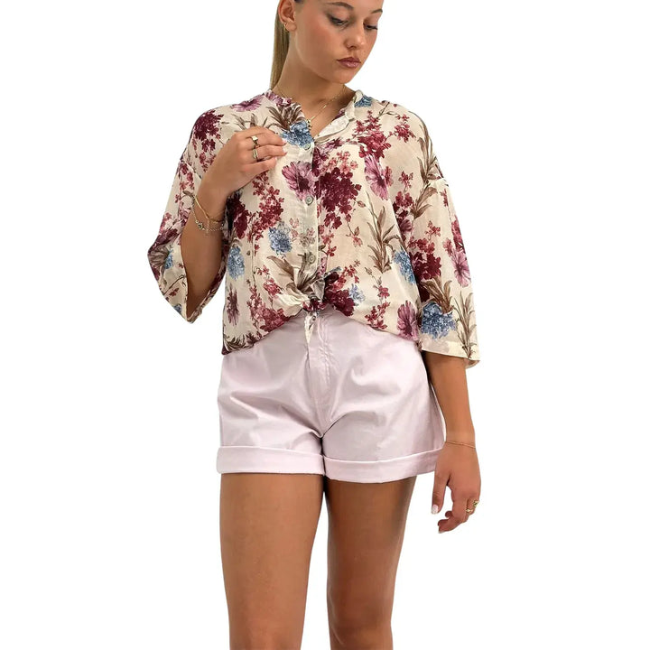 Motel Shorts Donna Rosa in Cotone Elasticizzato con Vestibilità Casual