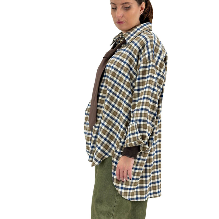 Motel, Camicia Check, Donna, Cotone, Blu