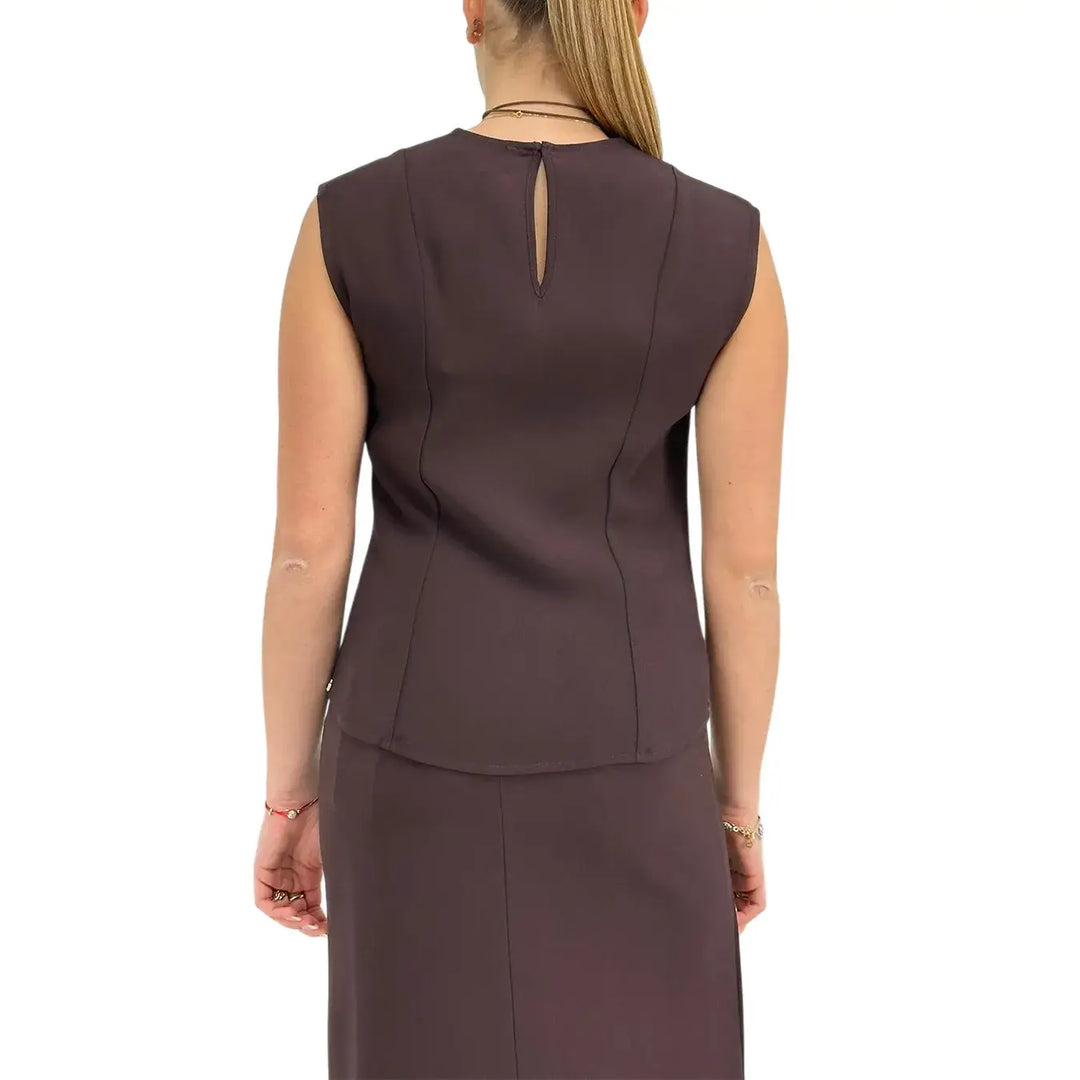 Ottod'Ame, Top, Donna, Dettaglio Metallo, Marrone