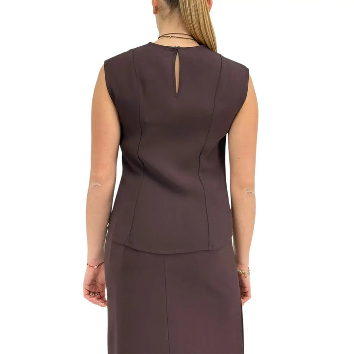 Ottod'Ame, Top, Donna, Dettaglio Metallo, Marrone