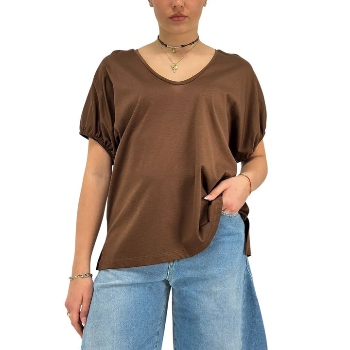Ottod'Ame, T-Shirt, Donna, Cotone Modal, Cioccolato
