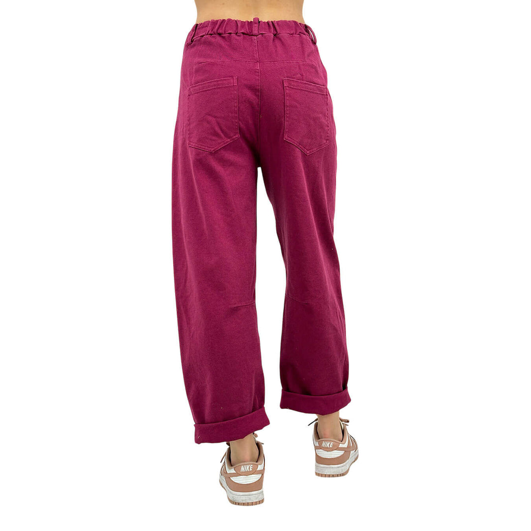 Motel Pantaloni Donna, Fondo Largo, Charms, Cotone, Bordeaux