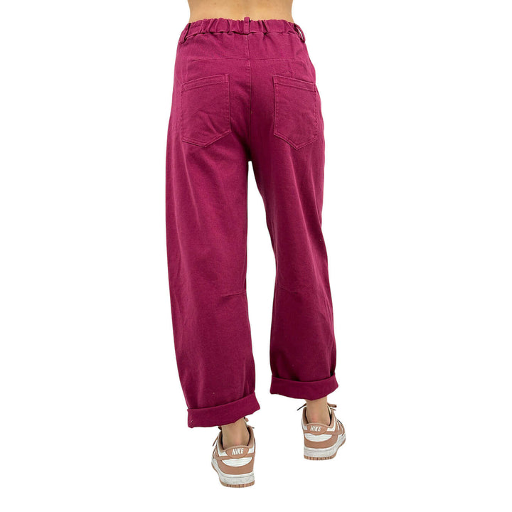 Motel Pantaloni Donna, Fondo Largo, Charms, Cotone, Bordeaux