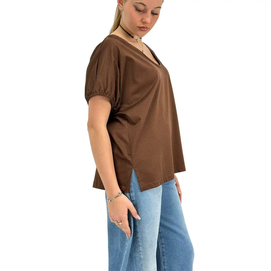 Ottod'Ame, T-Shirt, Donna, Cotone Modal, Cioccolato