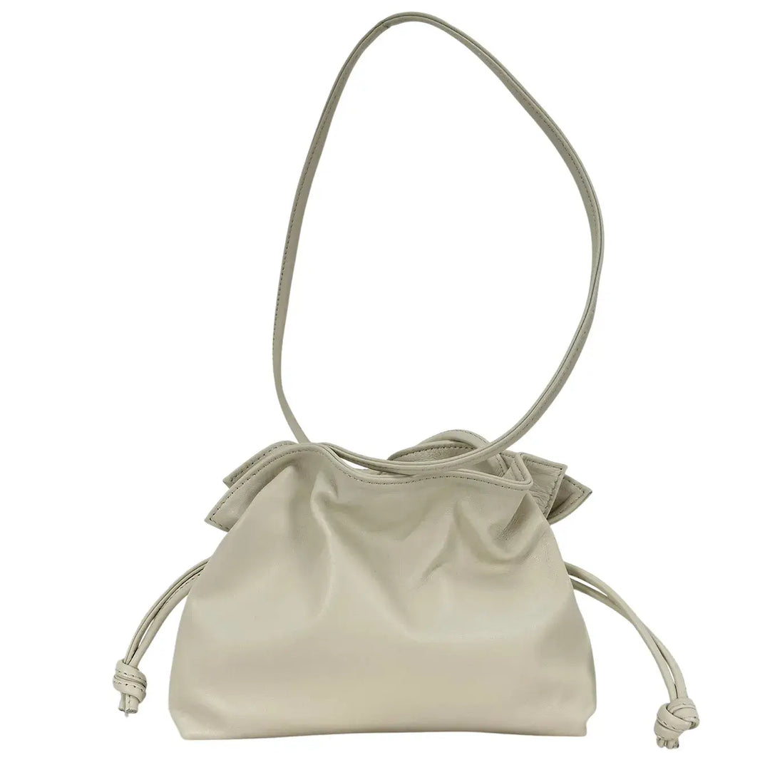 Bassini Borsa Donna Pasticcino Piccola in Nappa Bianca con Chiusura Magnetica e Tracolla in Pelle