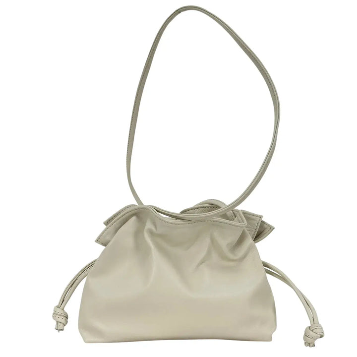 Bassini Borsa Donna Pasticcino Piccola in Nappa Bianca con Chiusura Magnetica e Tracolla in Pelle