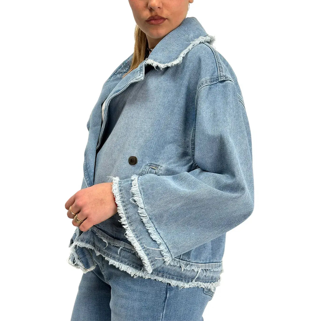 Bassini, Giubbotto Jeans, Donna, Cotone, Blu