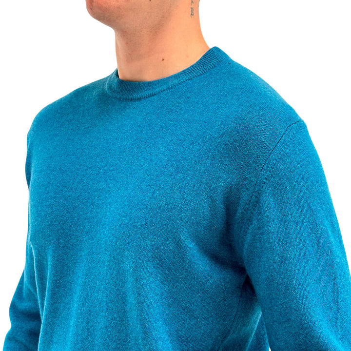 Refabrics Men's Sweater, Basic, Crewneck, Cashmere, Light Blue