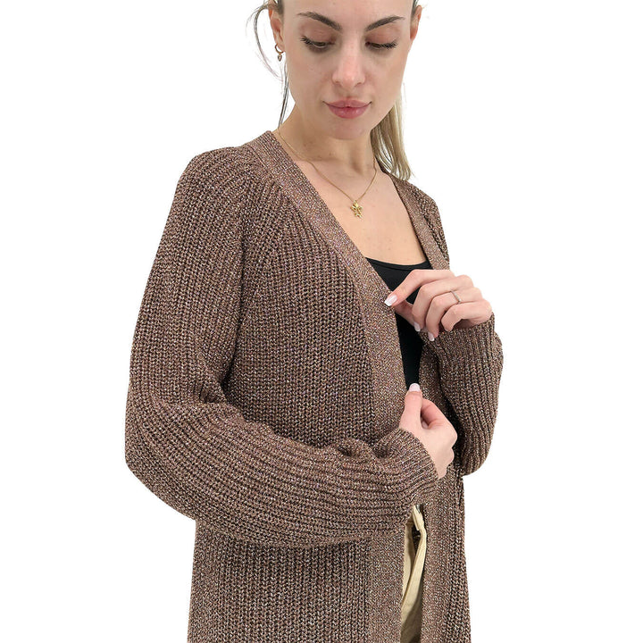 Kontatto Maglia Donna, Cardigan, Aperto, Marrone Laminato