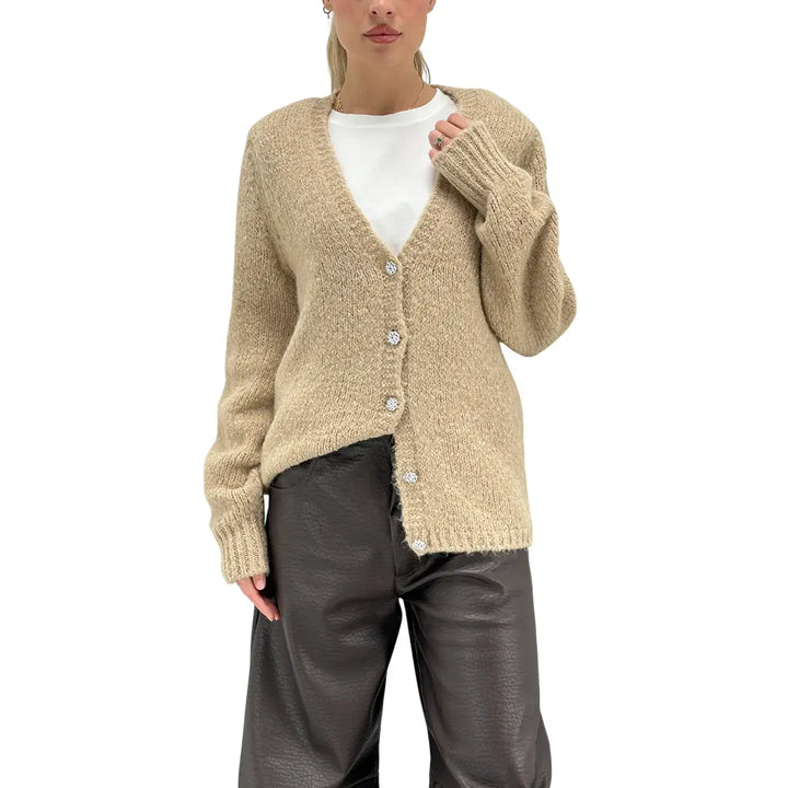 Motel, Cardigan, Donna, Tessuto Misto, Beige